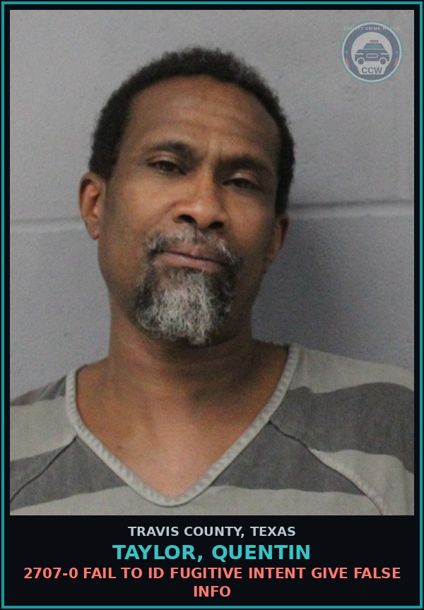 Booking mugshot of Taylor, Quentin in Travis County