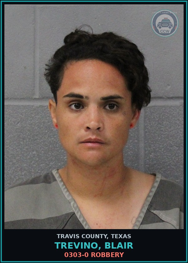 Booking mugshot of Trevino, Blair in Travis County