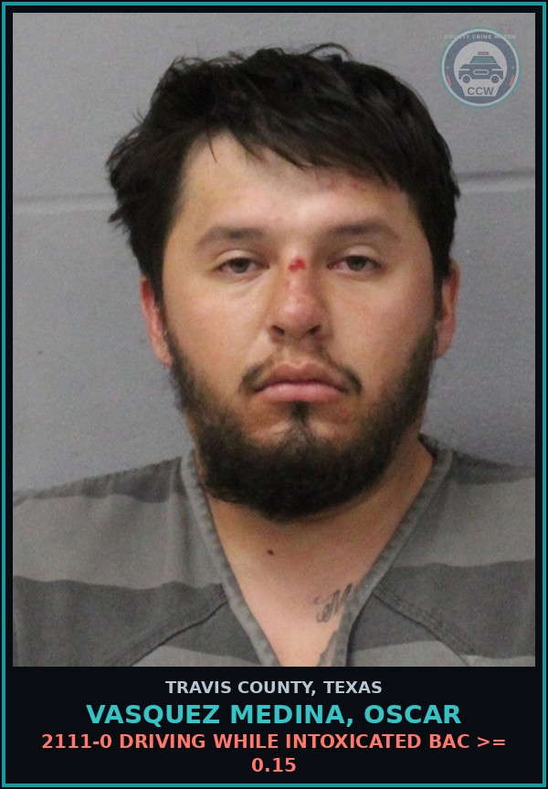 Booking mugshot of Vasquez Medina, Oscar in Travis County
