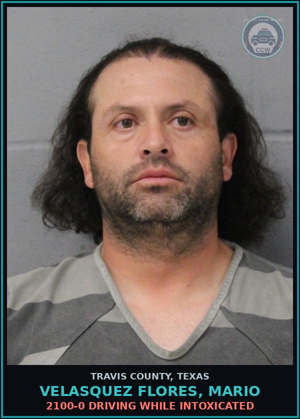 Booking mugshot of Velasquez Flores, Mario in Travis County