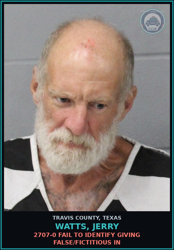 Booking mugshot of Watts, Jerry in Travis County