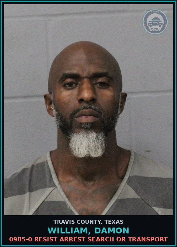 Booking mugshot of William, Damon in Travis County