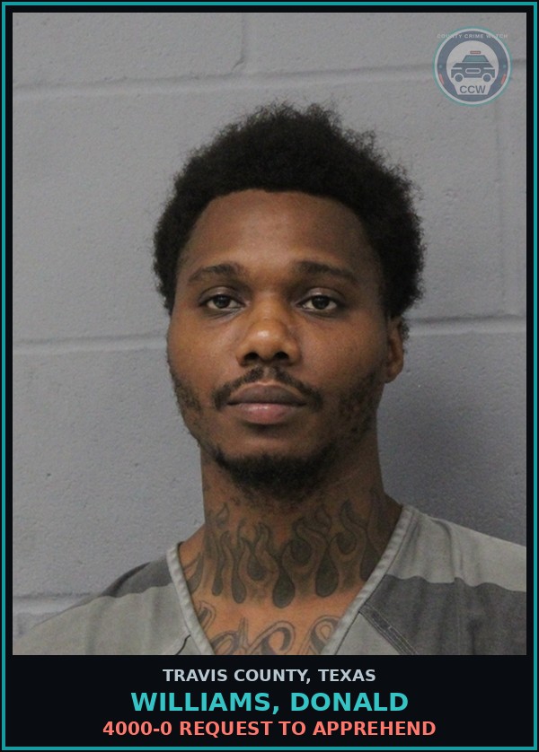 Booking mugshot of Williams, Donald in Travis County