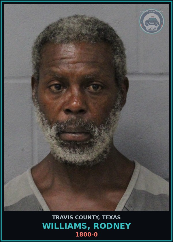 Booking mugshot of Williams, Rodney in Travis County