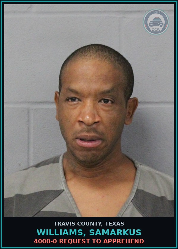 Booking mugshot of Williams, Samarkus in Travis County