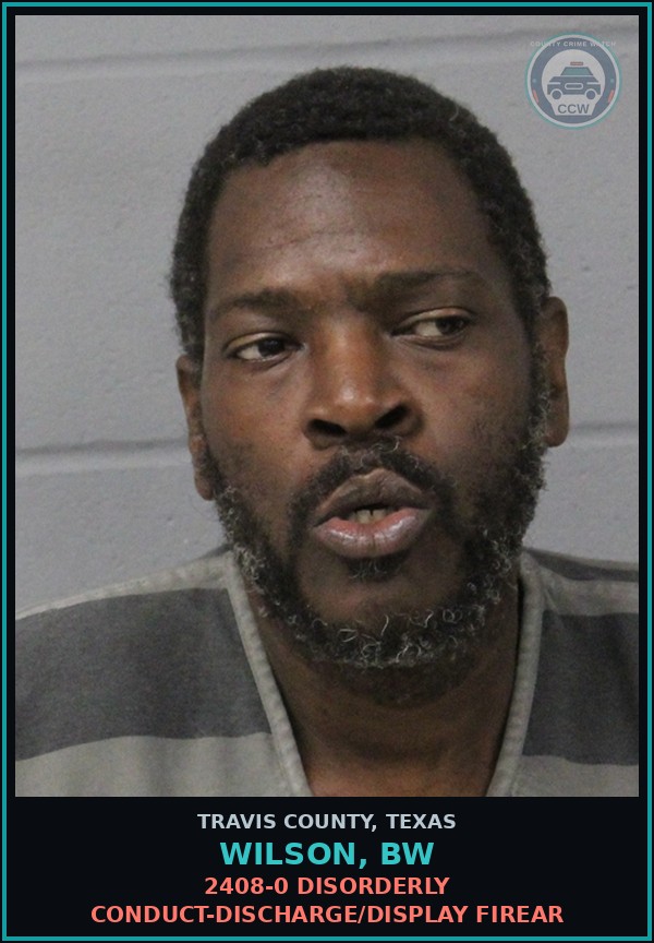 Booking mugshot of Wilson, Bw in Travis County