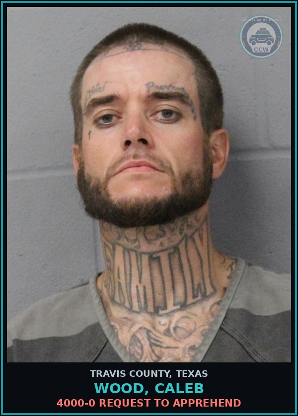 Booking mugshot of Wood, Caleb in Travis County