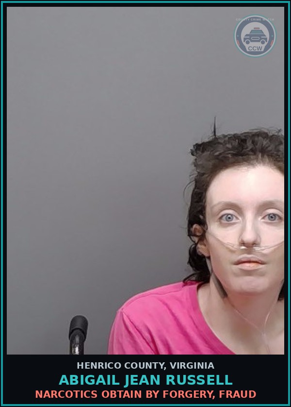 Booking mugshot of Abigail Jean Russell in Henrico County