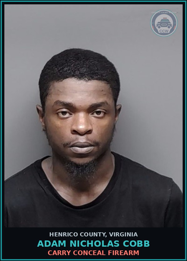 Booking mugshot of Adam Nicholas Cobb in Henrico County