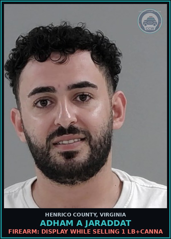 Booking mugshot of Adham A Jaraddat in Henrico County