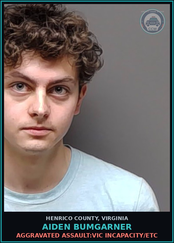 Booking mugshot of Aiden Bumgarner in Henrico County