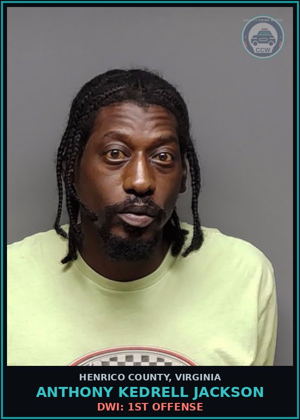 Booking mugshot of Anthony Kedrell Jackson in Henrico County