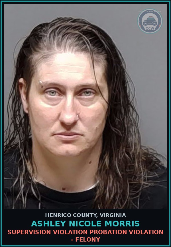 Booking mugshot of Ashley Nicole Morris in Henrico County