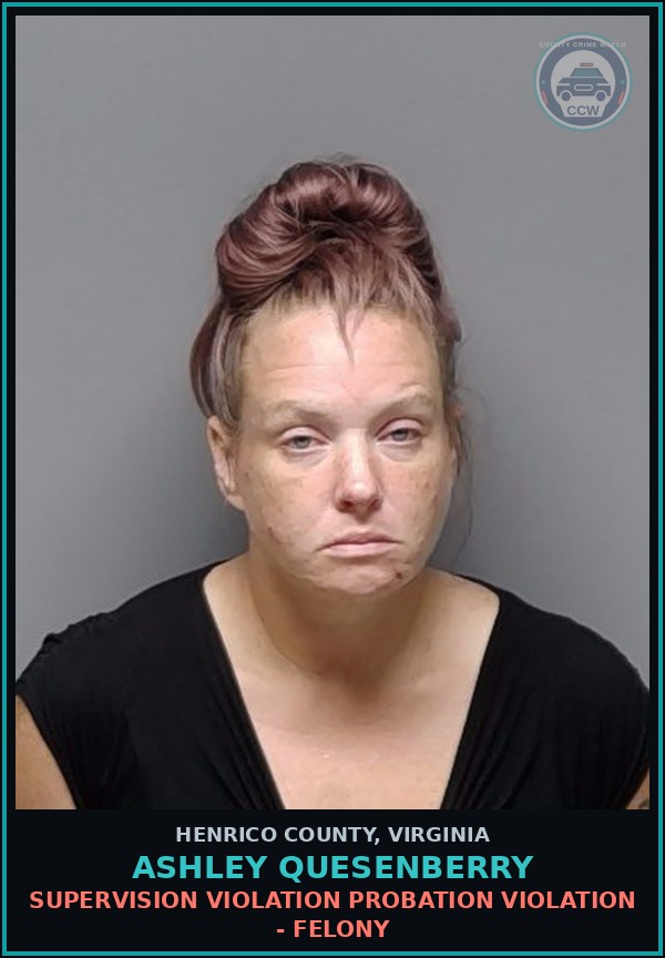 Booking mugshot of Ashley Quesenberry in Henrico County
