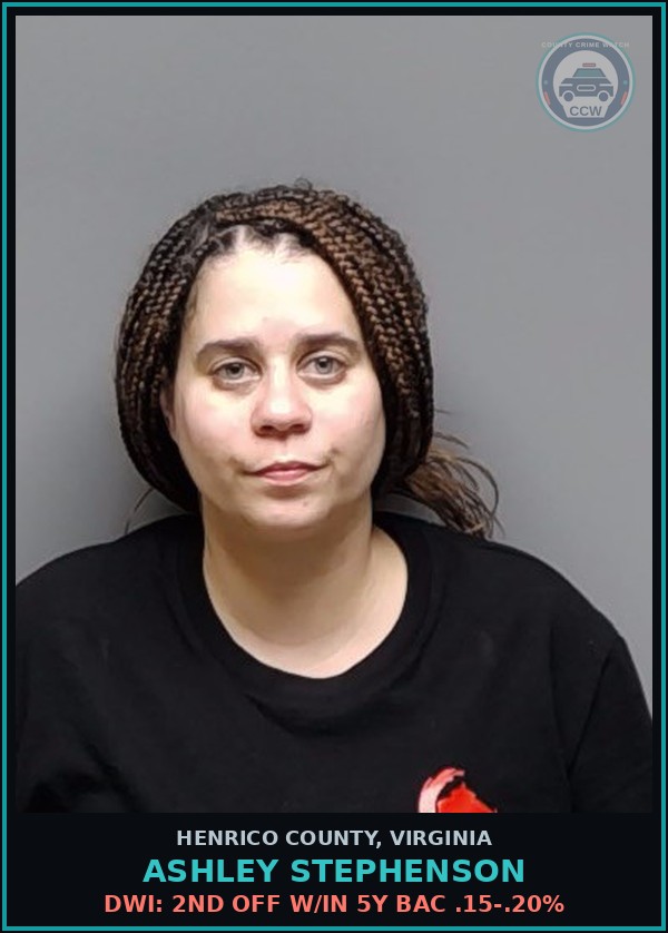Booking mugshot of Ashley Stephenson in Henrico County