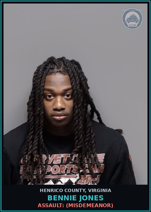 Booking mugshot of Bennie Jones in Henrico County