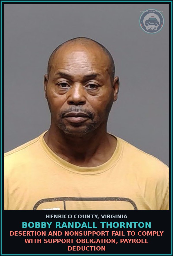Booking mugshot of Bobby Randall Thornton in Henrico County