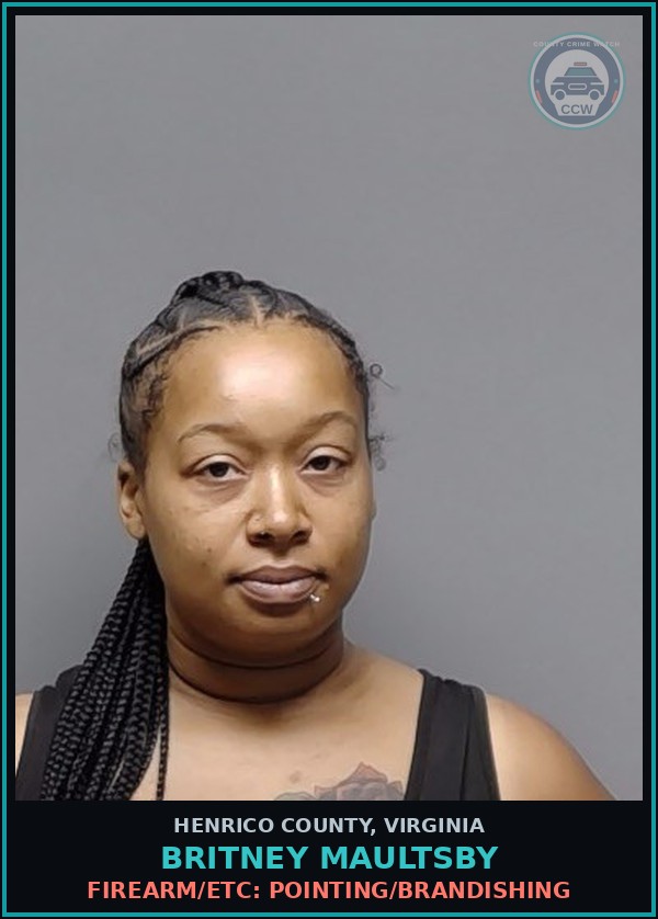 Booking mugshot of Britney Maultsby in Henrico County