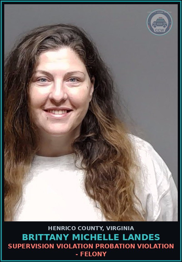 Booking mugshot of Brittany Michelle Landes in Henrico County