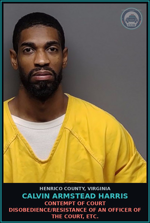 Booking mugshot of Calvin Armstead Harris in Henrico County
