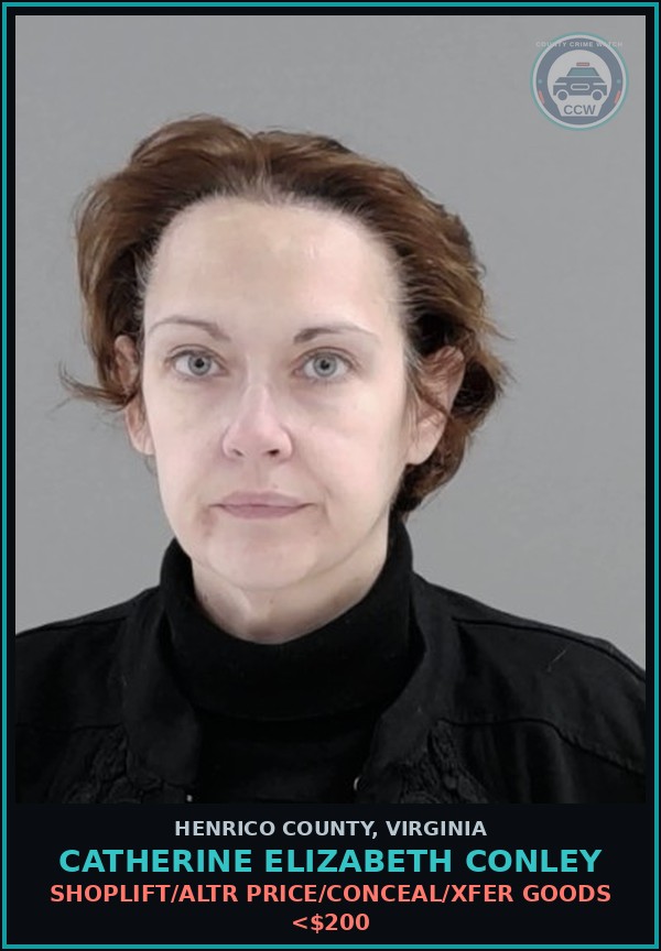 Booking mugshot of Catherine Elizabeth Conley in Henrico County