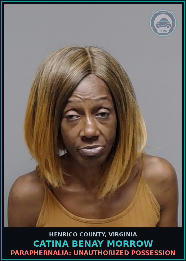 Booking mugshot of Catina Benay Morrow in Henrico County