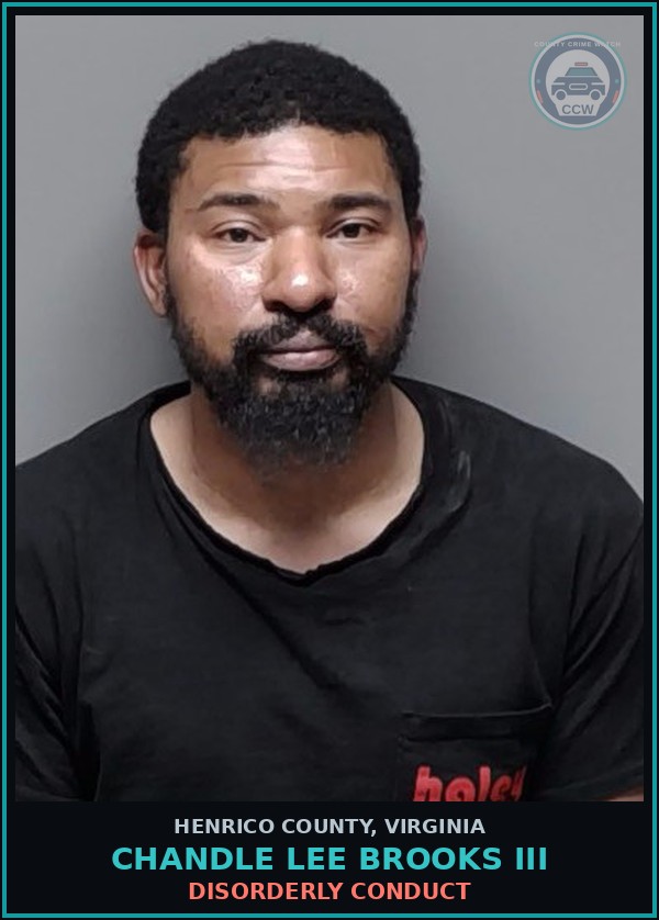 Booking mugshot of Chandle Lee Brooks Iii in Henrico County