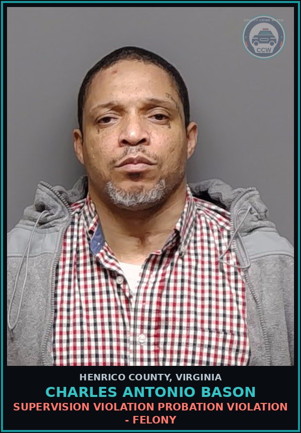 Booking mugshot of Charles Antonio Bason in Henrico County