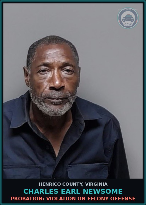Booking mugshot of Charles Earl Newsome in Henrico County