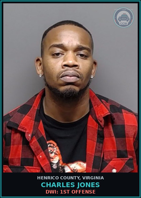 Booking mugshot of Charles Jones in Henrico County
