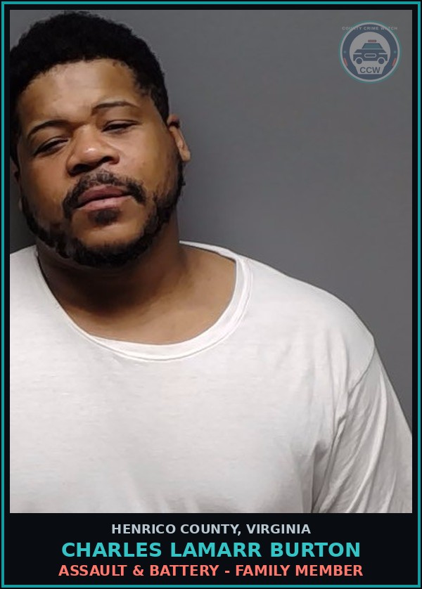 Booking mugshot of Charles Lamarr Burton in Henrico County