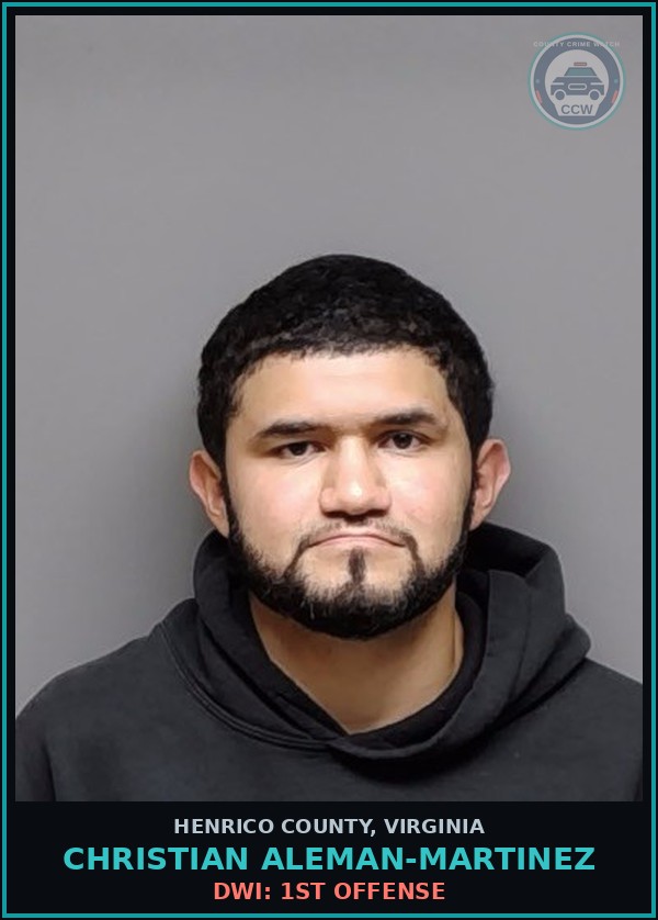 Booking mugshot of Christian Aleman-Martinez in Henrico County