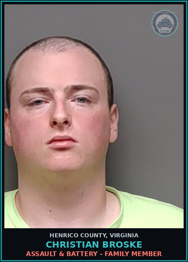 Booking mugshot of Christian Broske in Henrico County