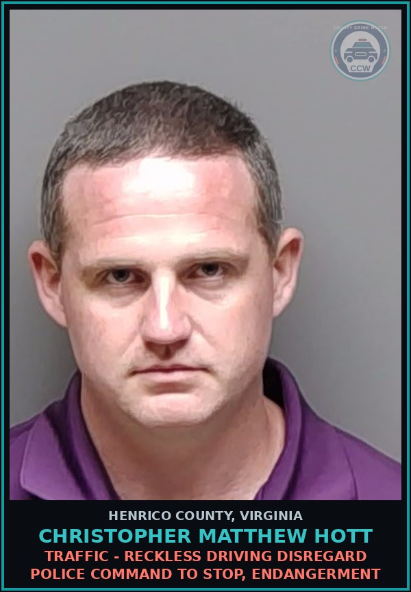 Booking mugshot of Christopher Matthew Hott in Henrico County