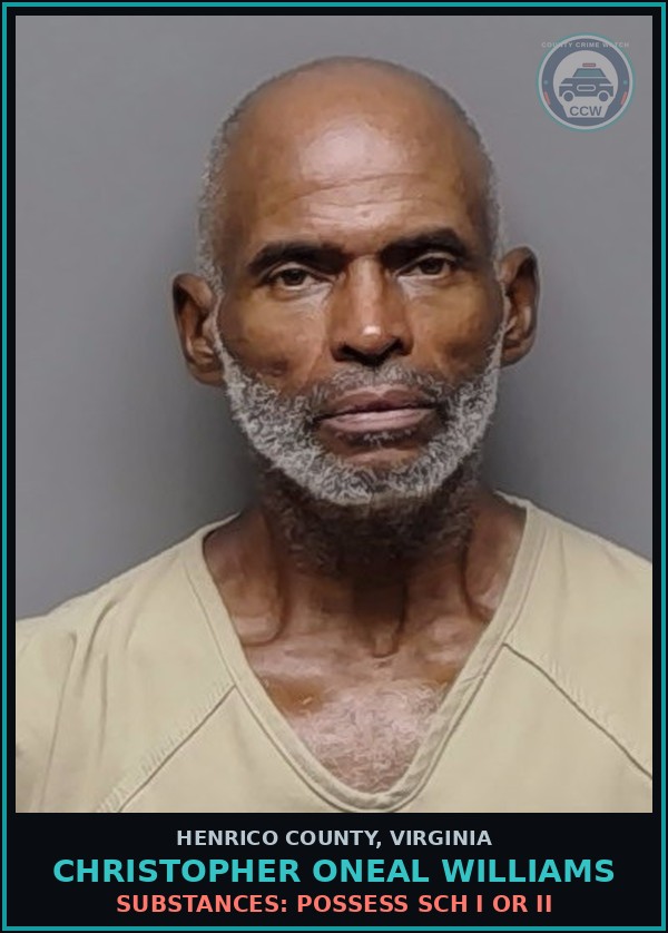Booking mugshot of Christopher Oneal Williams in Henrico County
