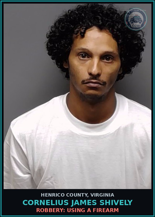 Booking mugshot of Cornelius James Shively in Henrico County