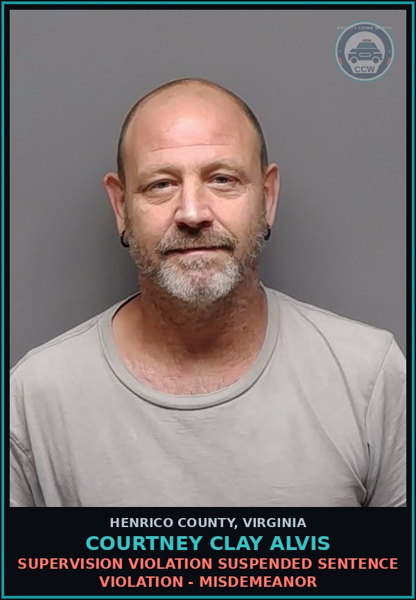 Booking mugshot of Courtney Clay Alvis in Henrico County
