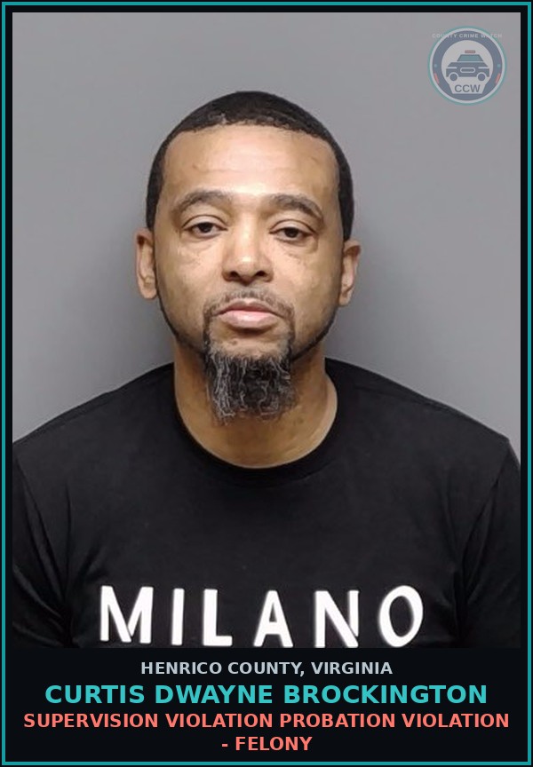Booking mugshot of Curtis Dwayne Brockington in Henrico County