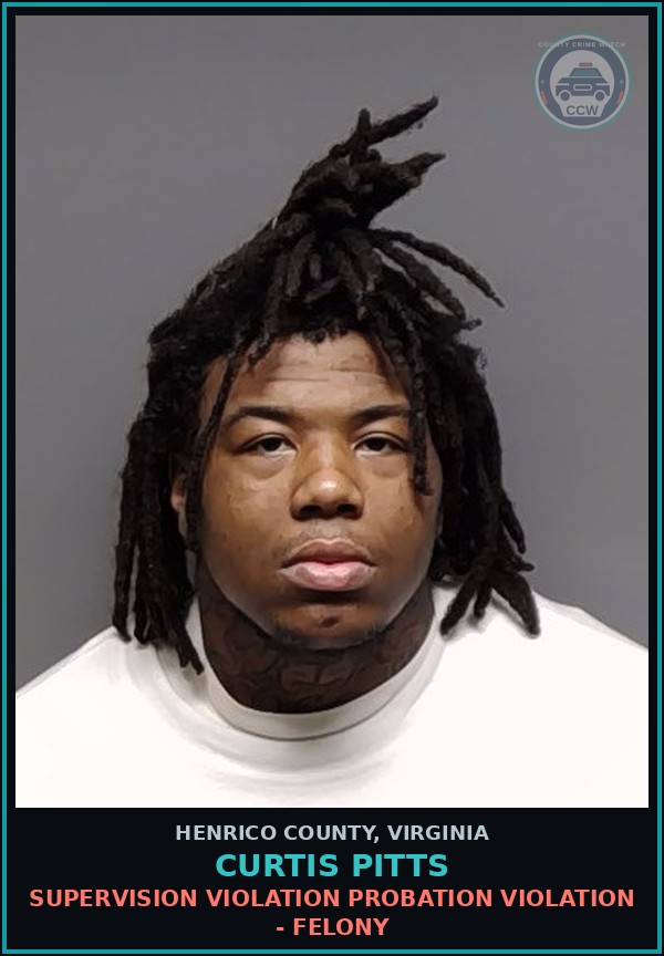 Booking mugshot of Curtis Pitts in Henrico County