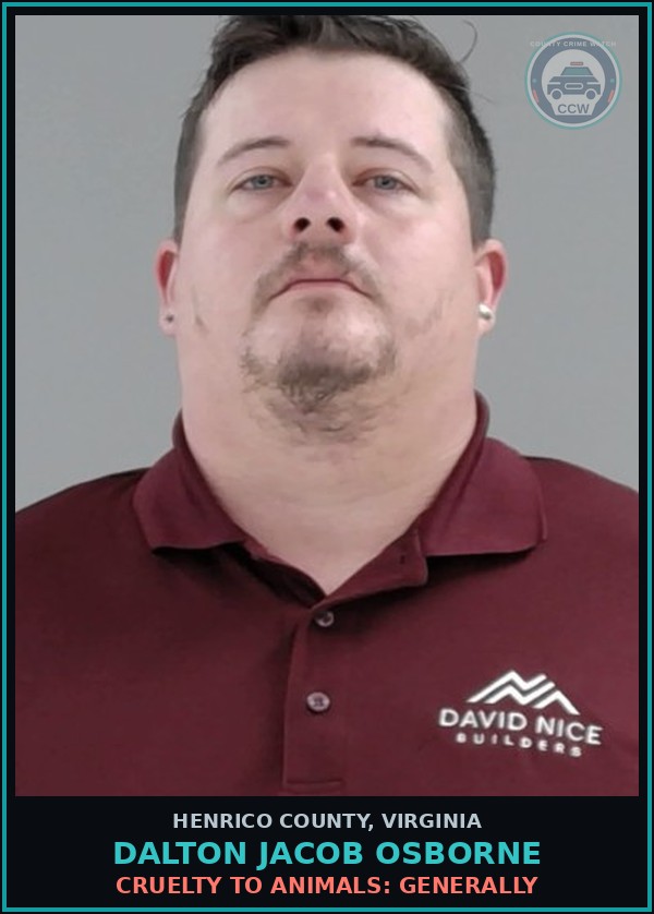 Booking mugshot of Dalton Jacob Osborne in Henrico County
