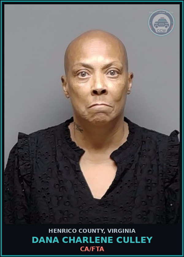 Booking mugshot of Dana Charlene Culley in Henrico County