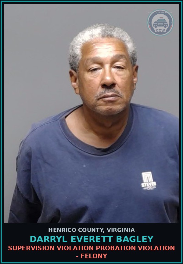 Booking mugshot of Darryl Everett Bagley in Henrico County