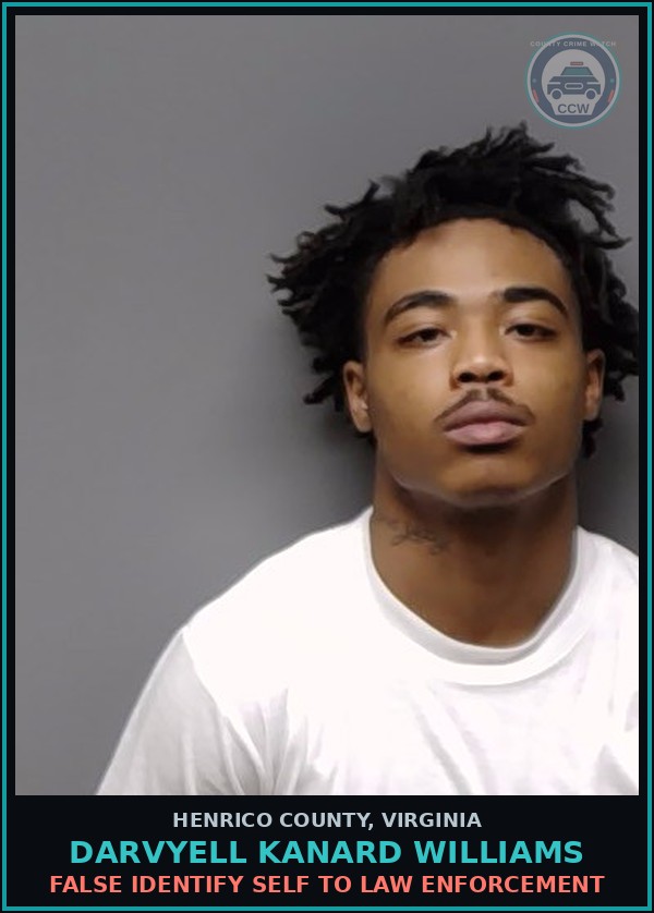Booking mugshot of Darvyell Kanard Williams in Henrico County