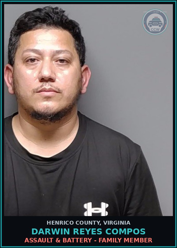 Booking mugshot of Darwin Reyes Compos in Henrico County