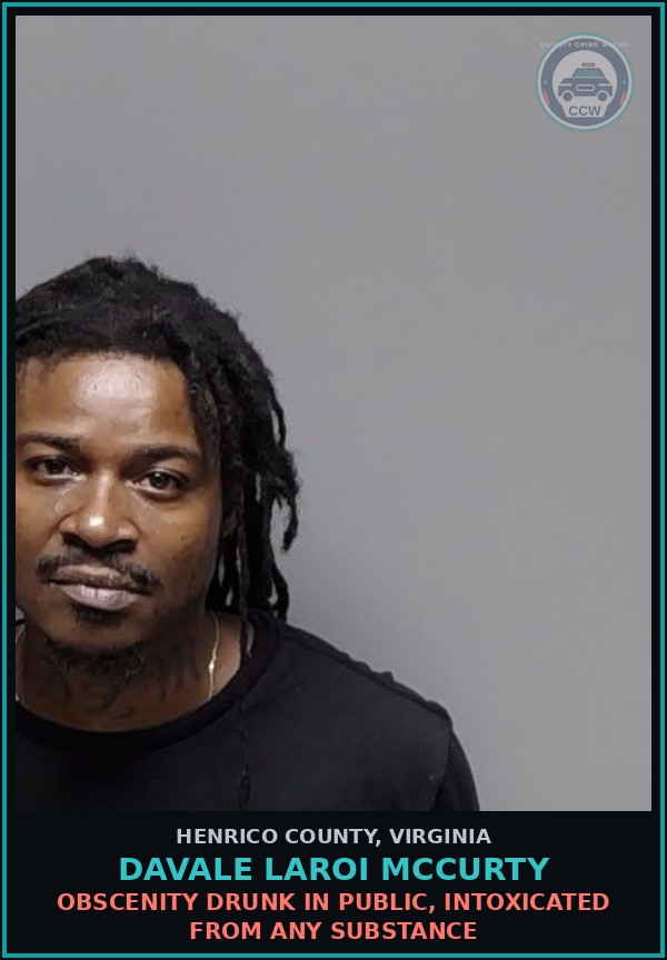 Booking mugshot of Davale Laroi Mccurty in Henrico County