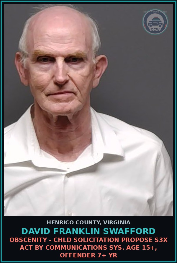 Booking mugshot of David Franklin Swafford in Henrico County