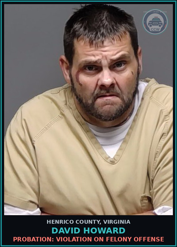 Booking mugshot of David Howard in Henrico County