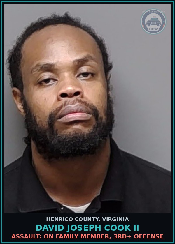 Booking mugshot of David Joseph Cook Ii in Henrico County