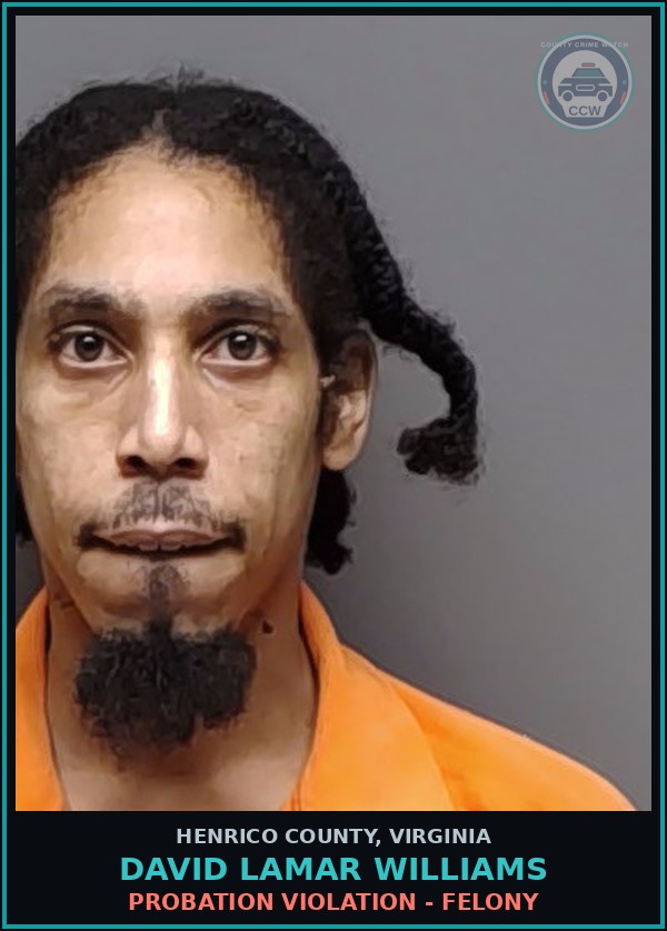 Booking mugshot of David Lamar Williams in Henrico County
