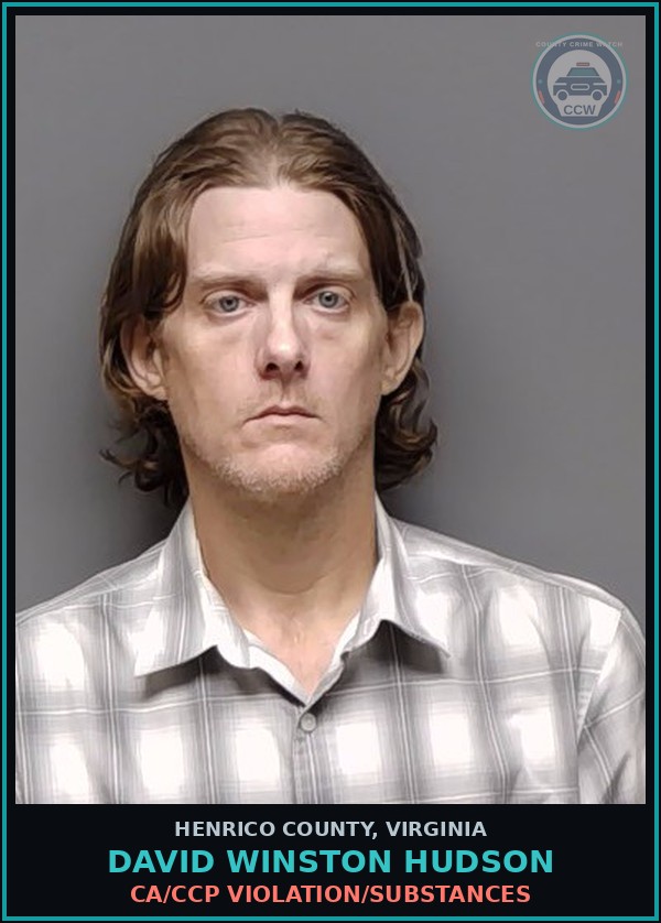Booking mugshot of David Winston Hudson in Henrico County